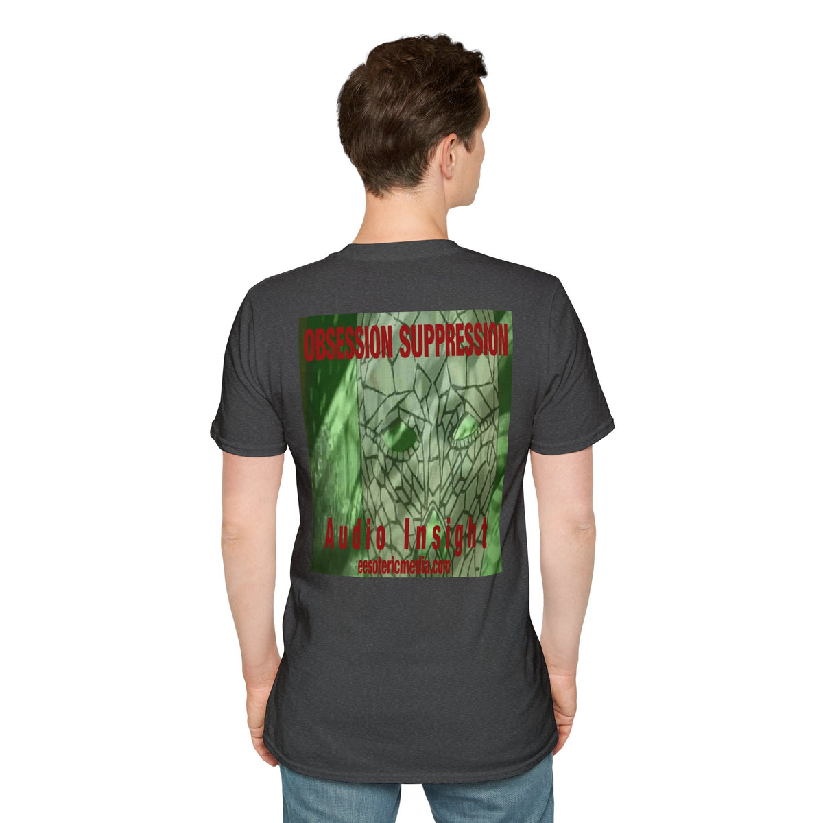 'Obsession Suppression' (Audio Insight) レトロSFスカル グラフィック ソフトスタイル Tシャツ