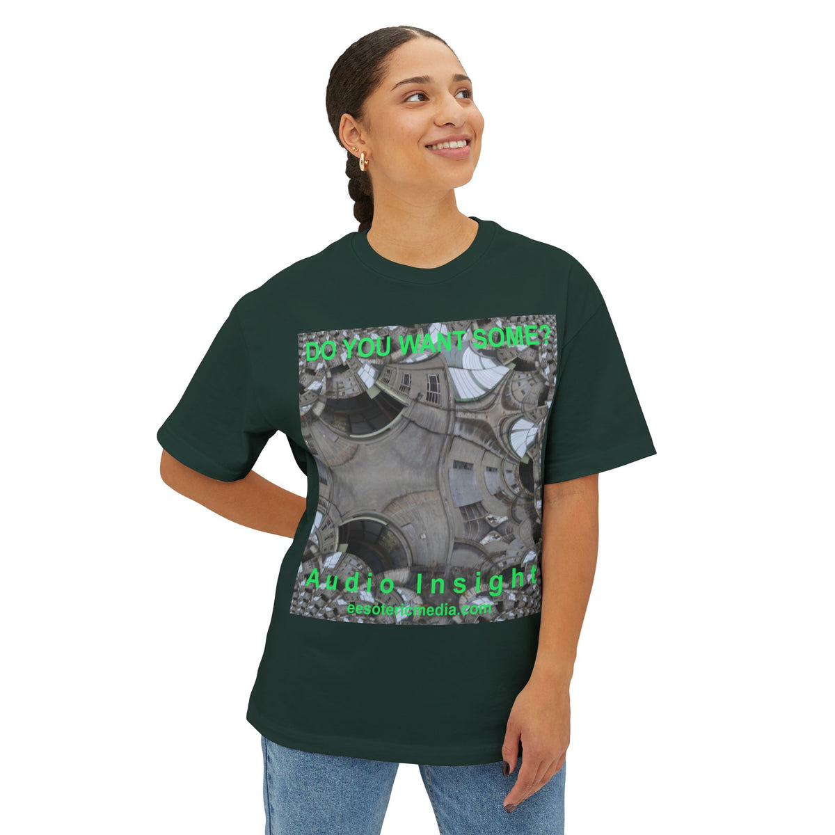 'Do You Want Some?' (Audio Insight) Surreal Kaleidoscope Art Graphic Oversize Boxy T‑Shirt