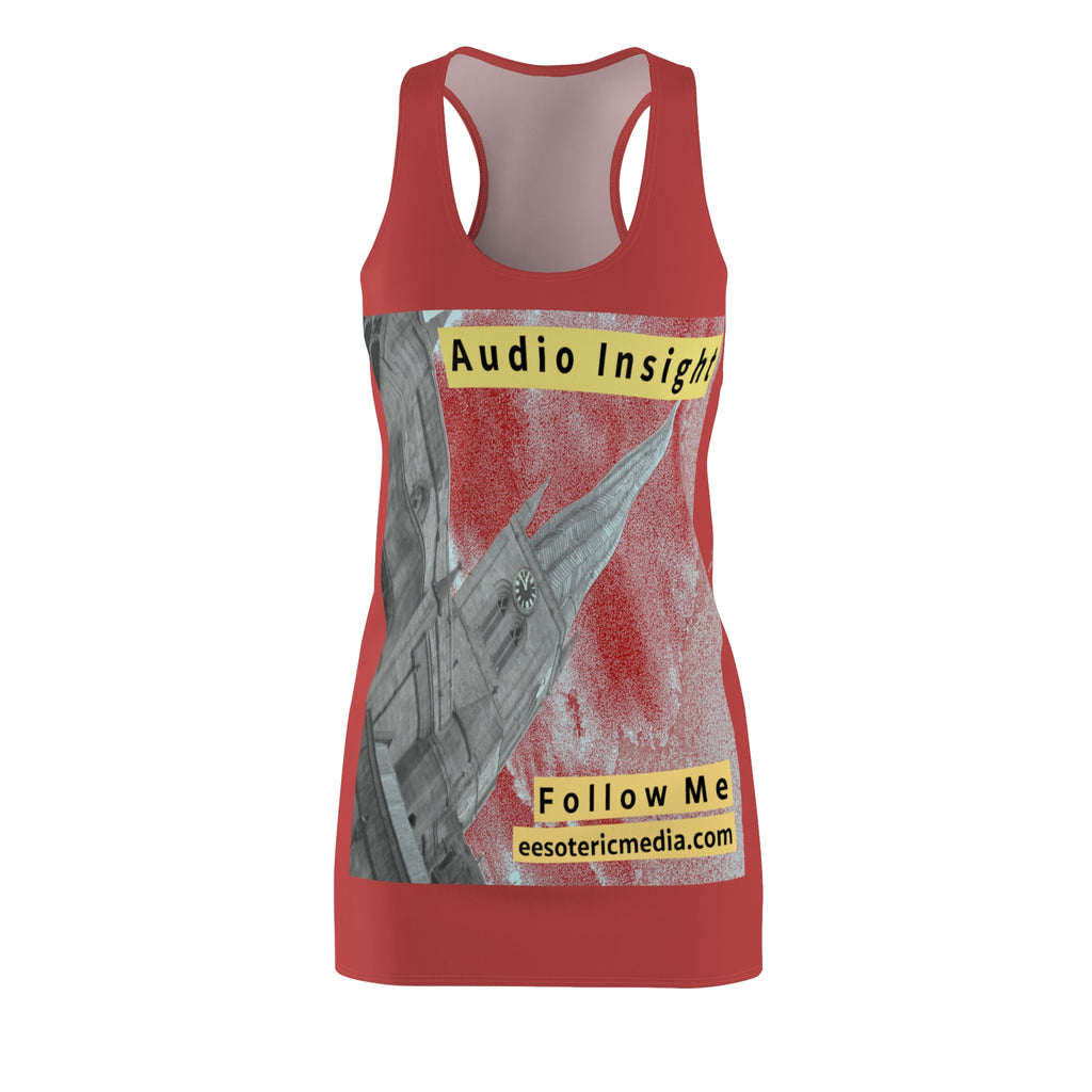 'Follow Me' (Audio Insight) Weathered Rocket-Shaped Spire Design Cut & Sew Racerback Dress