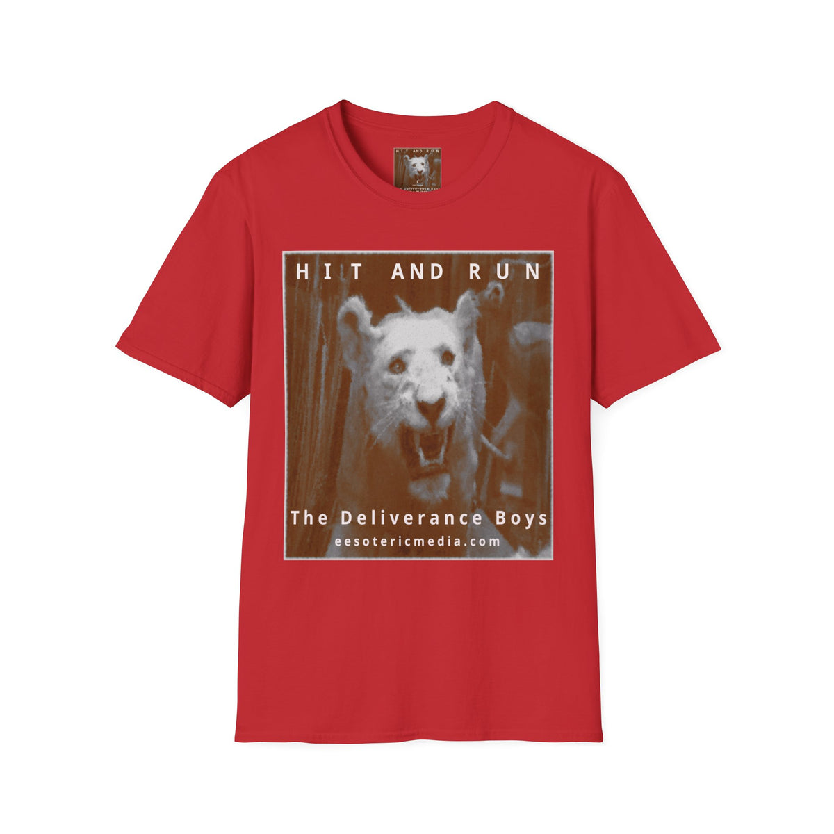 'Hit and Run' (The Deliverance Boys) सफ़ेद शेर ग्राफ़िक प्रिंट Softsyle टी-शर्ट