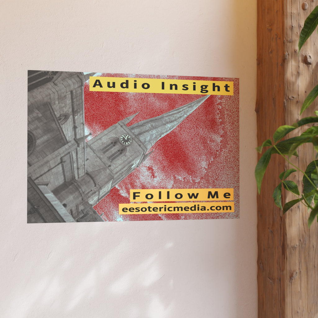 «Follow Me» (Audio Insight) Lámina artística con un diseño de torre erosionada con forma de cohete, 90 × 60 cm