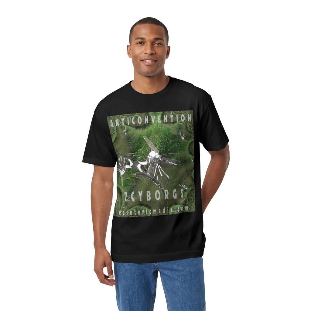'Anticonvention' (7Cyborgs) Camiseta de Corte Clásico Gráfica de Libélula Cromada Futurista