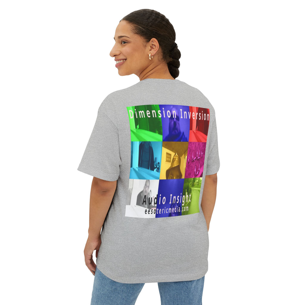 „Dimension Inversion" (Audio Insight) Buntes, surreales Collage-Grafik-T-Shirt in Oversize-Passform