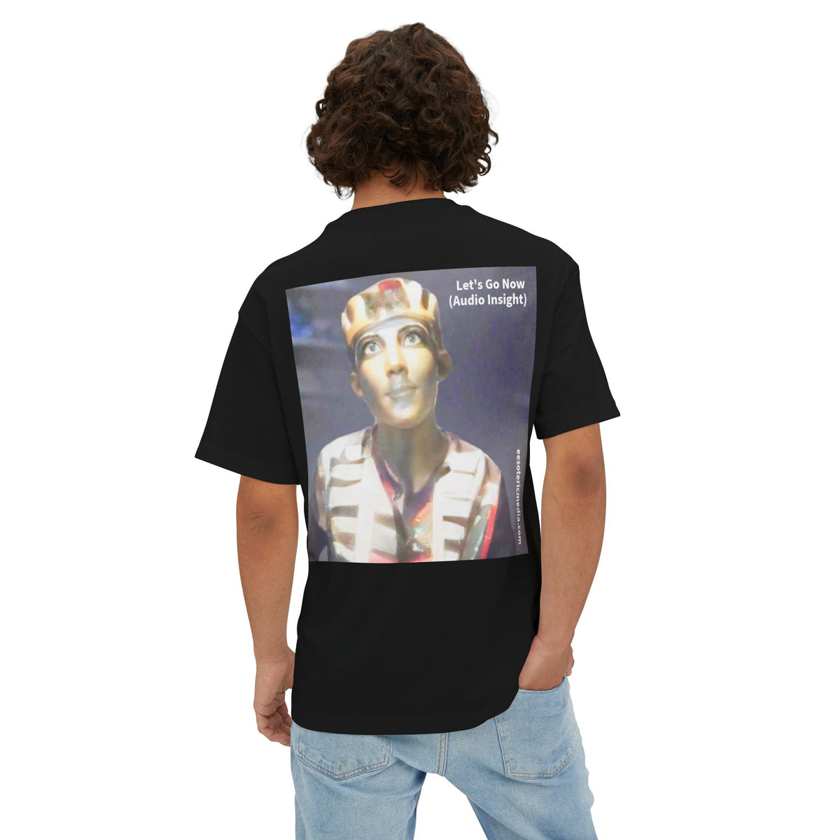 T-shirt oversize à coupe carrée « Let's Go Now » (Audio Insight) au design extraterrestre/antique de science-fiction