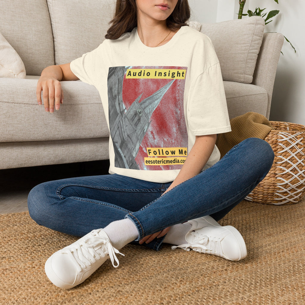 'Follow Me' (Audio Insight) Weathered Rocket-Shaped Spire Design Softstyle T-Shirt