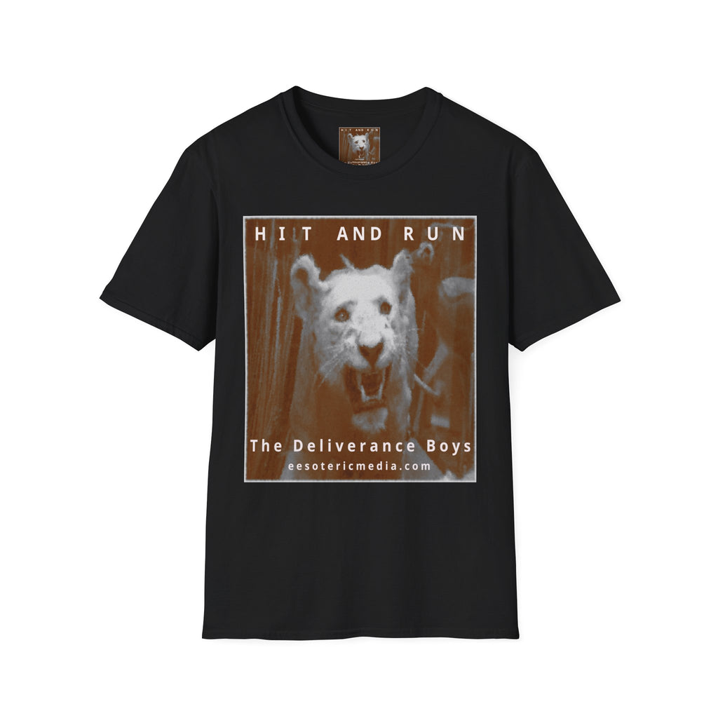 'Hit and Run' (The Deliverance Boys) सफ़ेद शेर ग्राफ़िक प्रिंट Softsyle टी-शर्ट