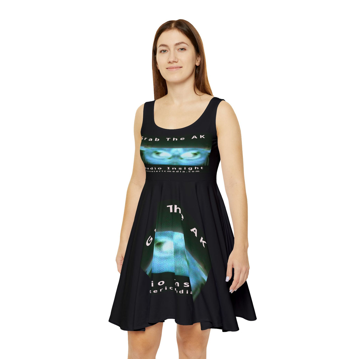 'Grab The AK' (Audio Insight) Sinister Surreal Digital Being Graphic Skater Dress