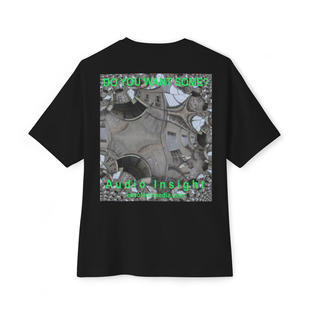 T-shirt oversize à coupe carrée avec graphisme artistique « Surreal Kaleidoscope » (Audio Insight) : « Do You Want Some? »