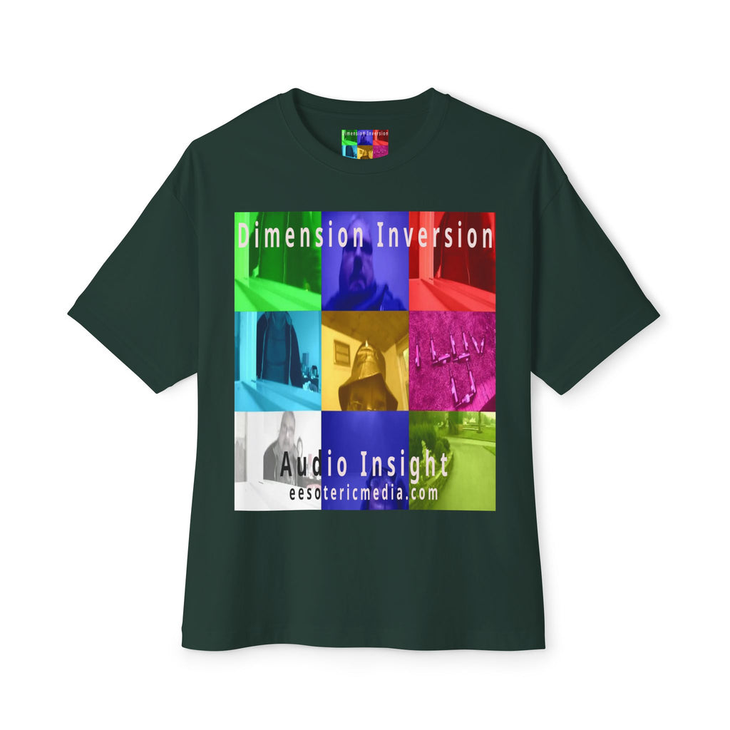 „Dimension Inversion" (Audio Insight) Buntes, surreales Collage-Grafik-T-Shirt in Oversize-Passform