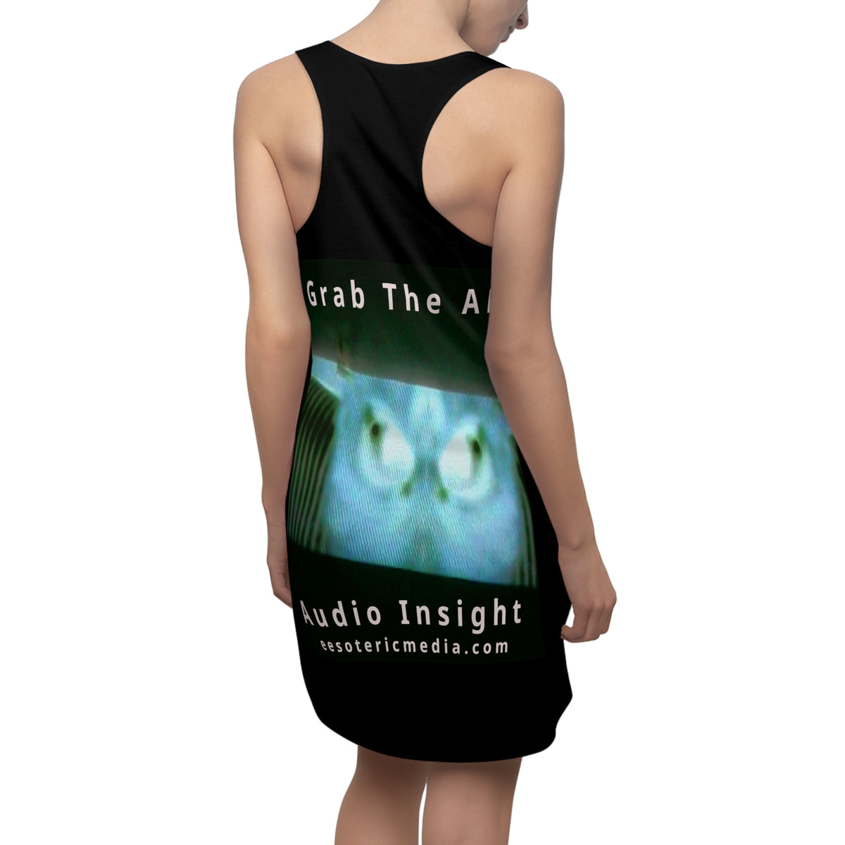 'Grab The AK' (Audio Insight) Sinister Surreal Digital Being Graphic Racerback Dress