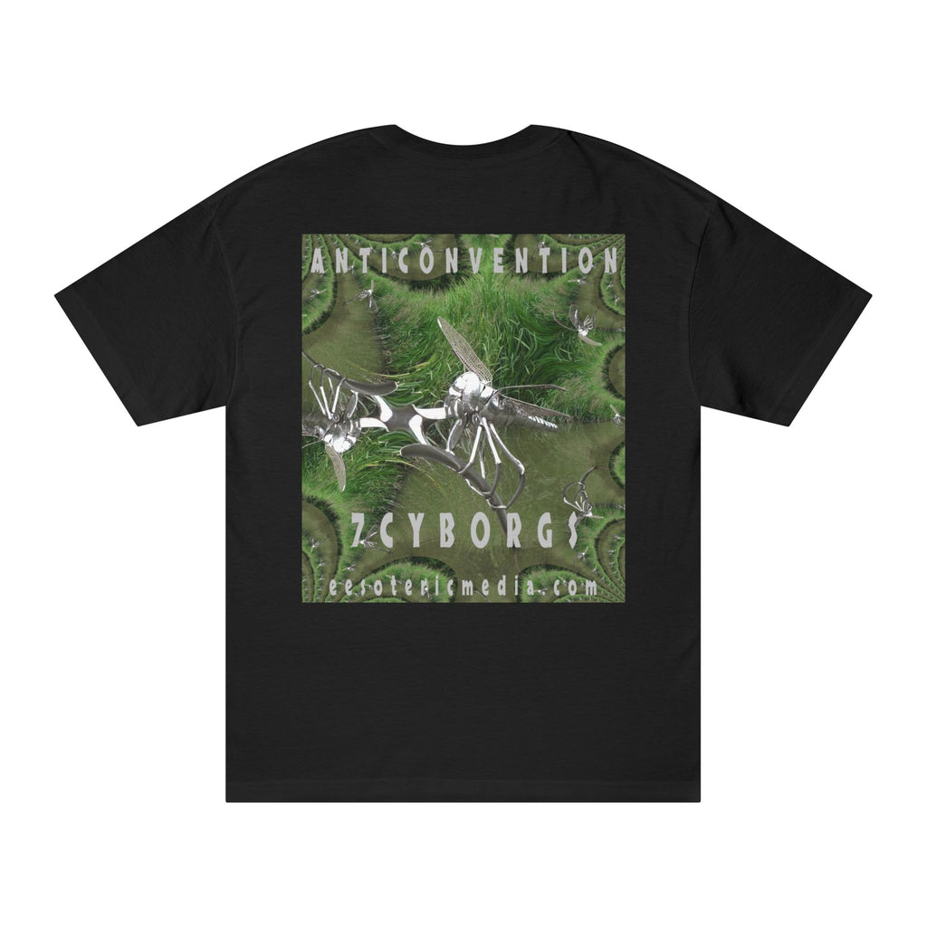 'Anticonvention' (7Cyborgs) Camiseta de Corte Clásico Gráfica de Libélula Cromada Futurista