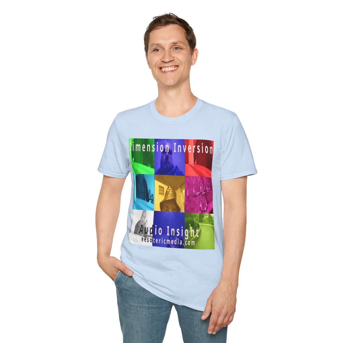 „Dimension Inversion" (Audio Insight) Buntes surrealistisches Collagen-T-Shirt im Softstyle
