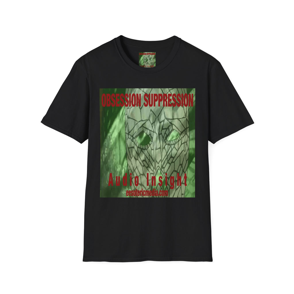 'Obsession Suppression' (Audio Insight) レトロSFスカル グラフィック ソフトスタイル Tシャツ
