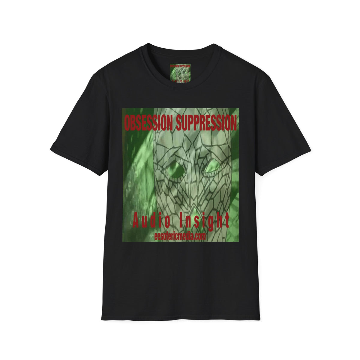 'Obsession Suppression' (Audio Insight) レトロSFスカル グラフィック ソフトスタイル Tシャツ