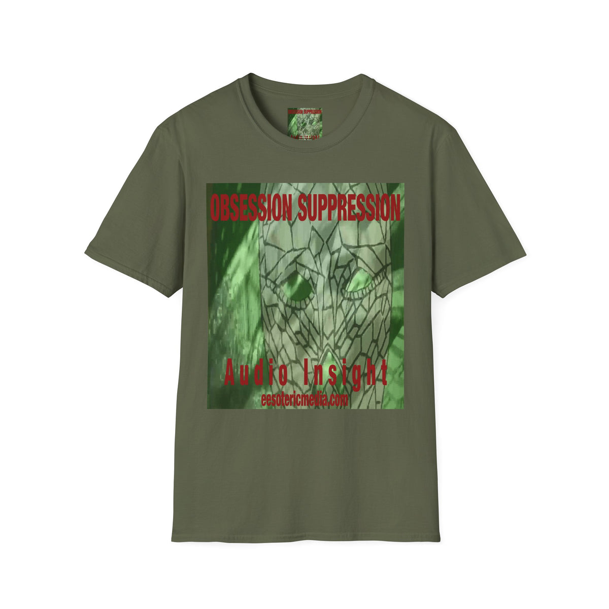 'Obsession Suppression' (Audio Insight) レトロSFスカル グラフィック ソフトスタイル Tシャツ