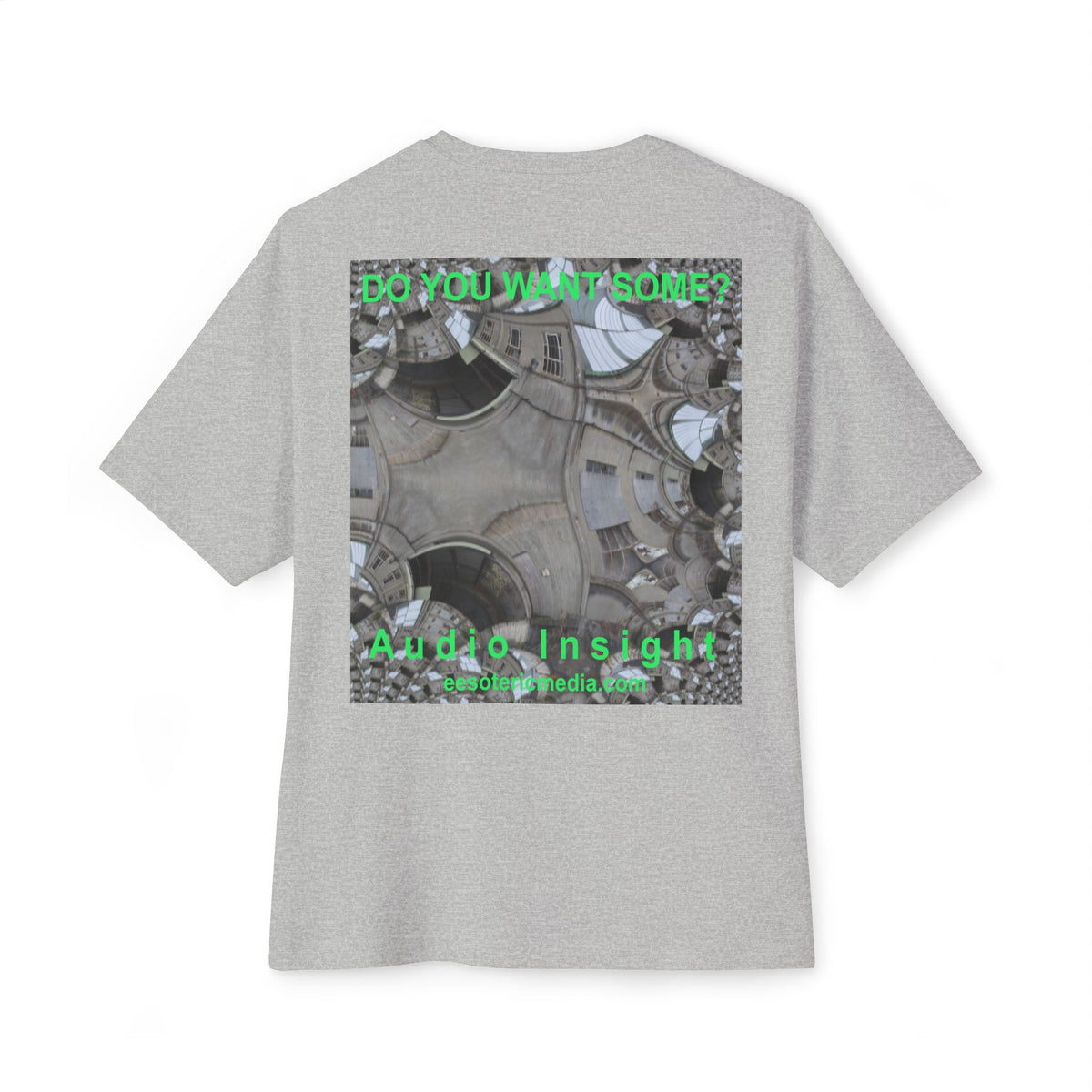 T-shirt oversize à coupe carrée avec graphisme artistique « Surreal Kaleidoscope » (Audio Insight) : « Do You Want Some? »