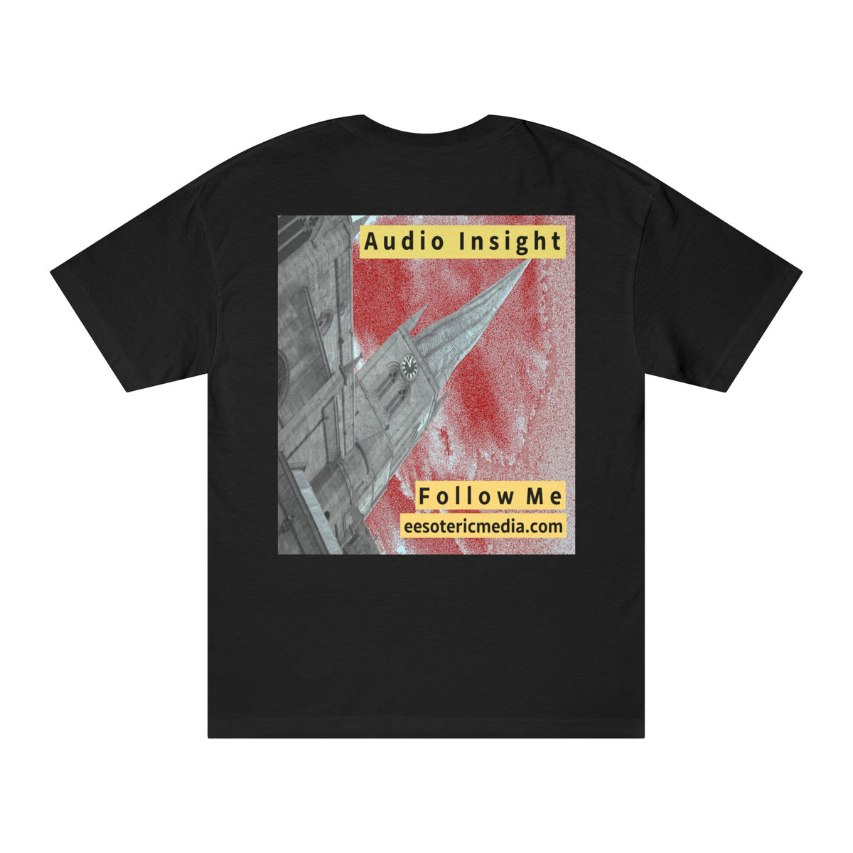 „Follow Me" (Audio Insight) Klassisches T-Shirt mit verwittertem, raketenförmigem Turm-Design
