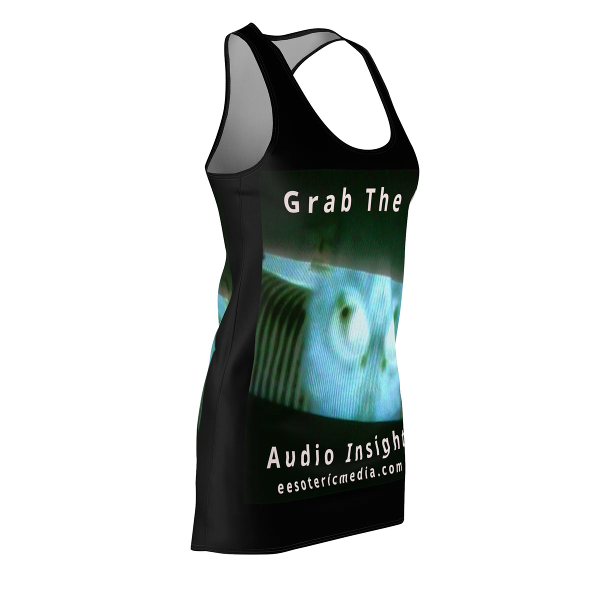 'Grab The AK' (Audio Insight) Sinister Surreal Digital Being Graphic Racerback Dress