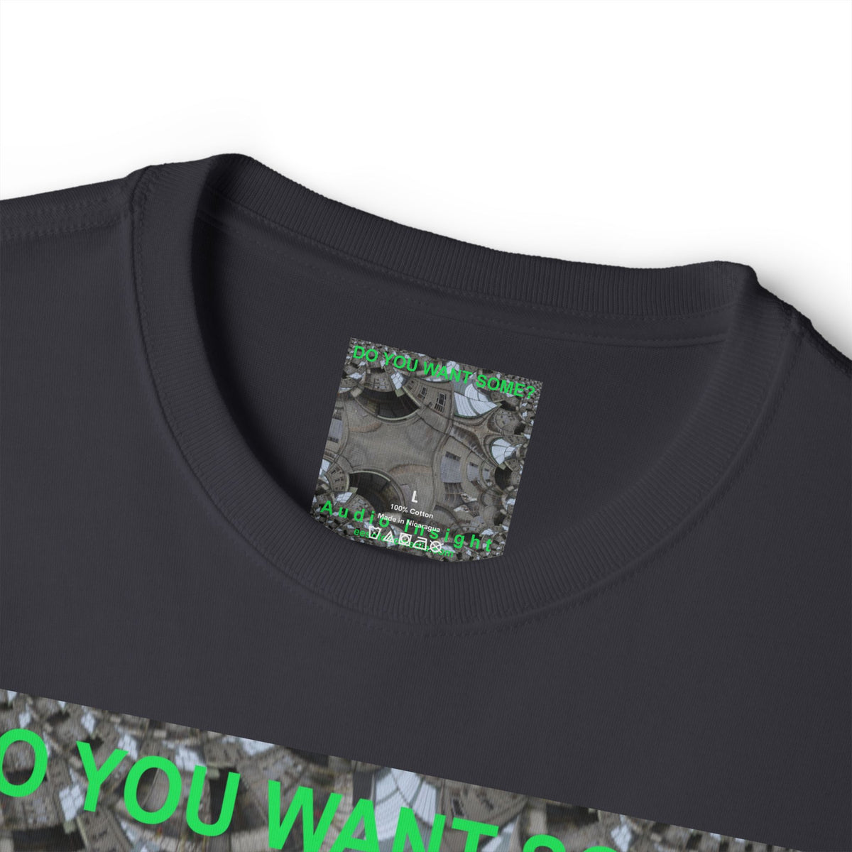 T-shirt oversize à coupe carrée avec graphisme artistique « Surreal Kaleidoscope » (Audio Insight) : « Do You Want Some? »