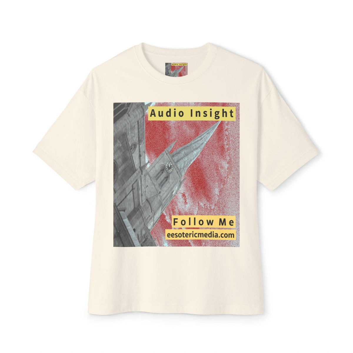 „Follow Me" (Audio Insight) Wetterfestes, raketenförmiges Turm-Design, übergroßes, kastiges T-Shirt