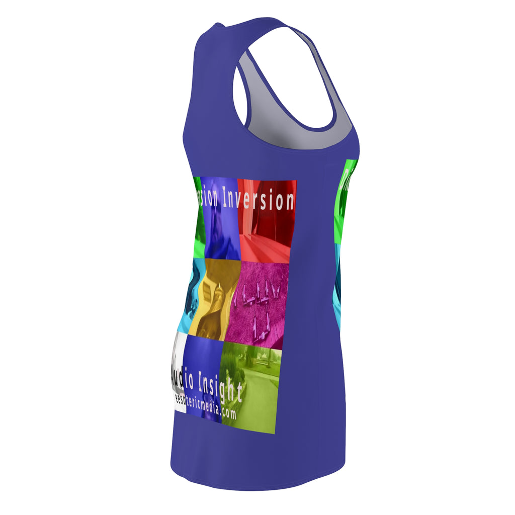 'Dimension Inversion' (Audio Insight) Colorful Surreal Collage Graphic Racerback Dress