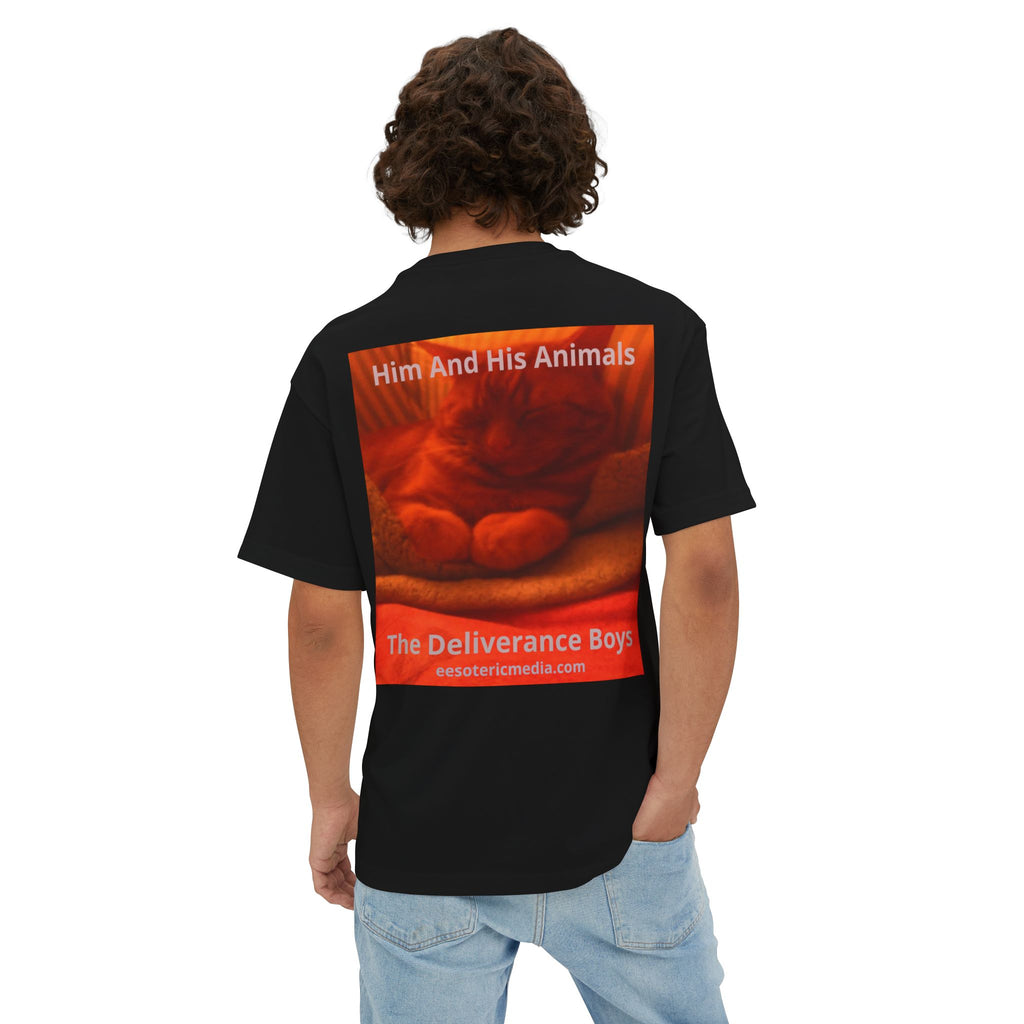 'Him And His Animals' (The Deliverance Boys) Surreal Cat Graphic Oversize T-Shirt