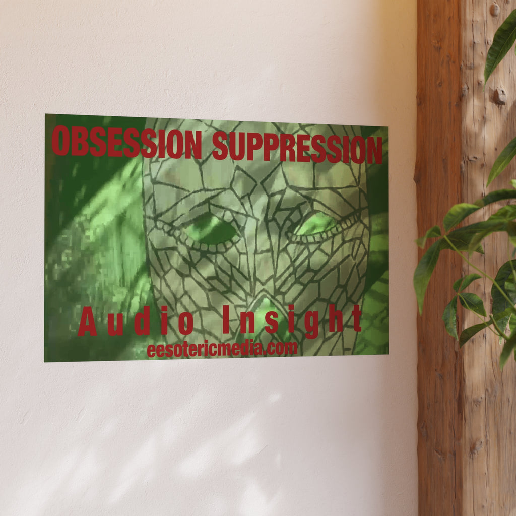 „Obsession Suppression“ (Audio Insight) Grafischer Kunstdruck mit einem surrealen Weltraumschädel, 90 × 60 cm