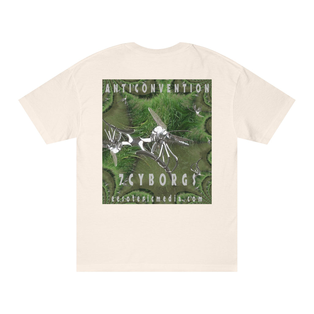 'Anticonvention' (7Cyborgs) Camiseta de Corte Clásico Gráfica de Libélula Cromada Futurista