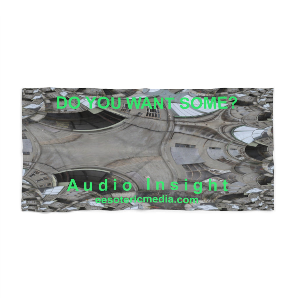 Toalla de Playa Grande 'Do You Want Some?' (Audio Insight) con Caleidoscopio Gris (180cm x 90cm)
