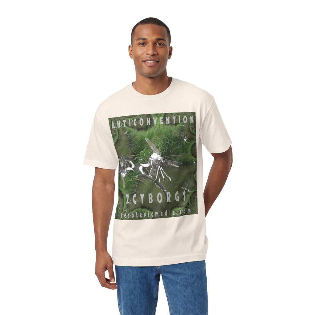'Anticonvention' (7Cyborgs) Camiseta de Corte Clásico Gráfica de Libélula Cromada Futurista