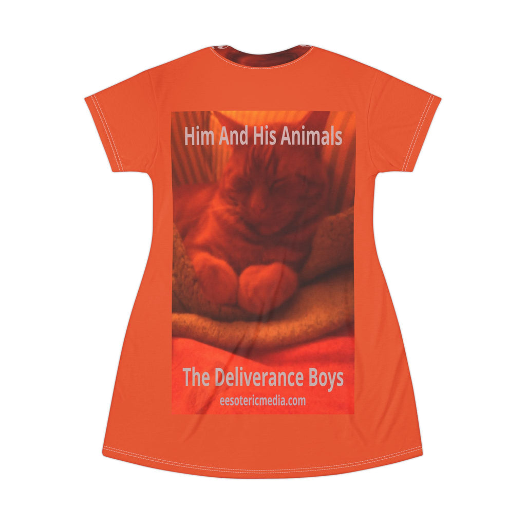 'Him And His Animals' (The Deliverance Boys) Surreal Cat Graphic T-Dress