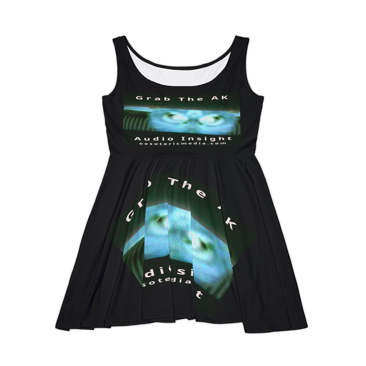 'Grab The AK' (Audio Insight) Sinister Surreal Digital Being Graphic Skater Dress