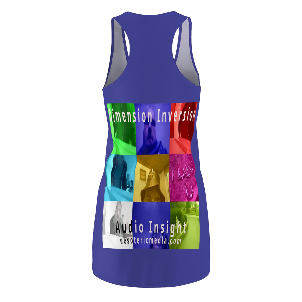'Dimension Inversion' (Audio Insight) Colorful Surreal Collage Graphic Racerback Dress
