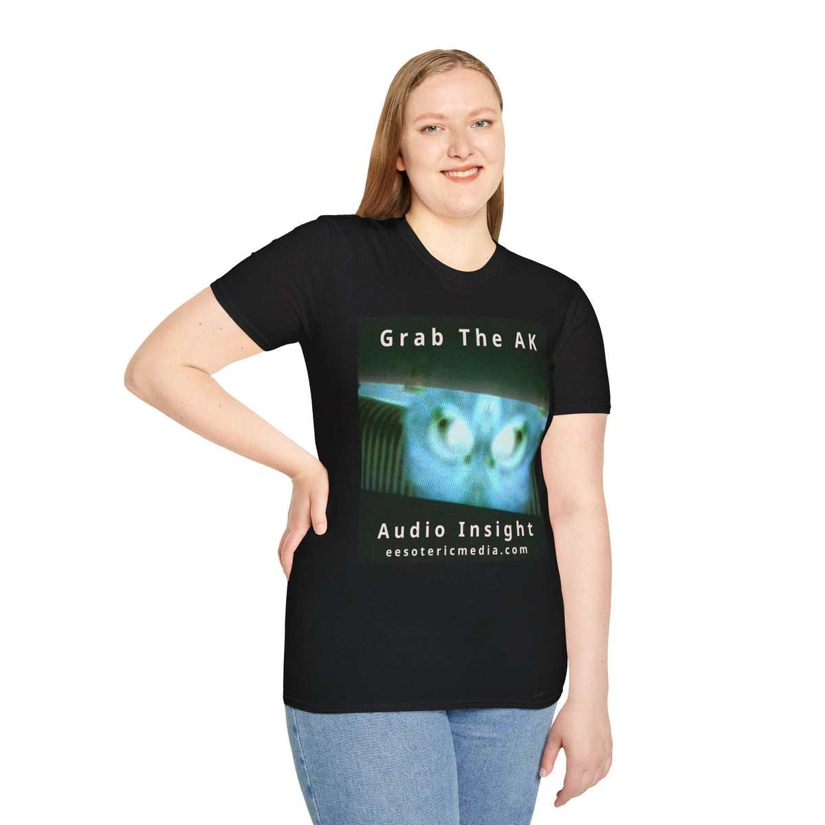 'Grab The AK' (Audio Insight) Sinister Surreal Digital Being Graphic Softstyle T-Shirt