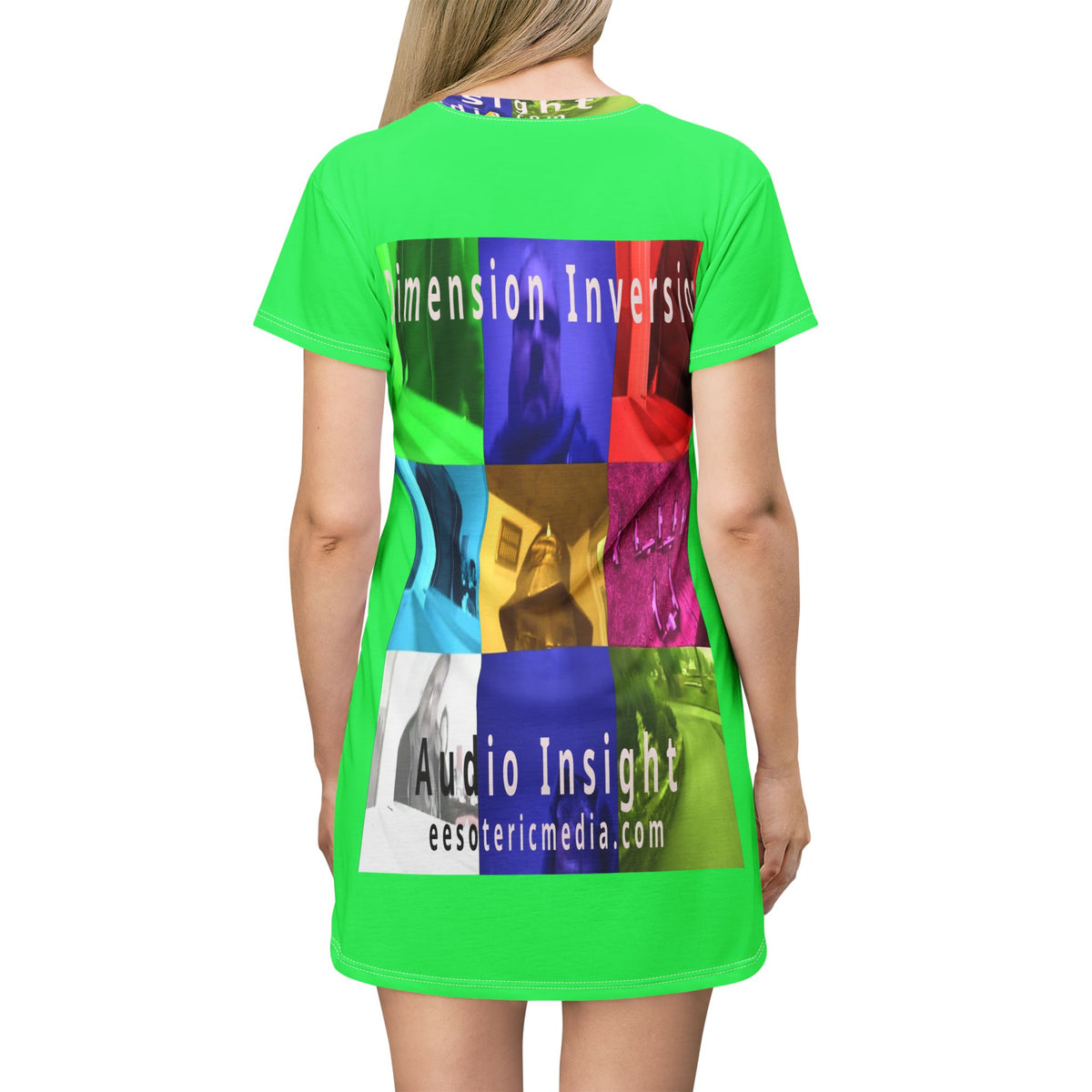 'Dimension Inversion' (Audio Insight) Colorful Surreal Collage Graphic T-Dress