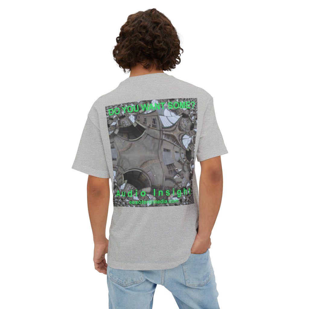 T-shirt oversize à coupe carrée avec graphisme artistique « Surreal Kaleidoscope » (Audio Insight) : « Do You Want Some? »