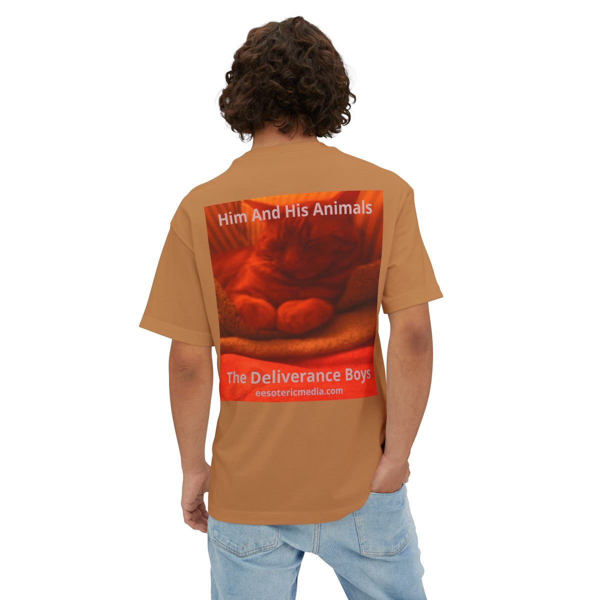 'Him And His Animals' (The Deliverance Boys) Surreal Cat Graphic Oversize T-Shirt