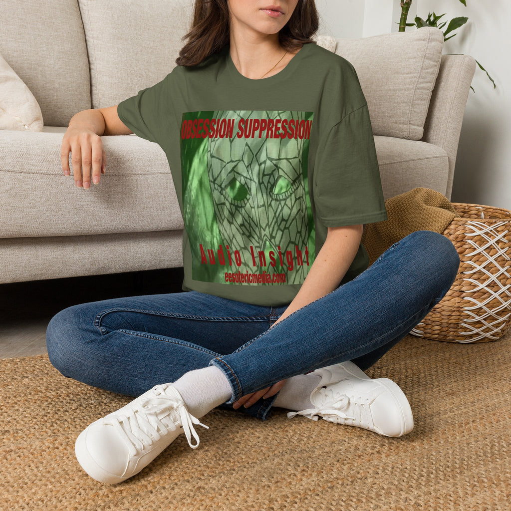 'Obsession Suppression' (Audio Insight) レトロSFスカル グラフィック ソフトスタイル Tシャツ