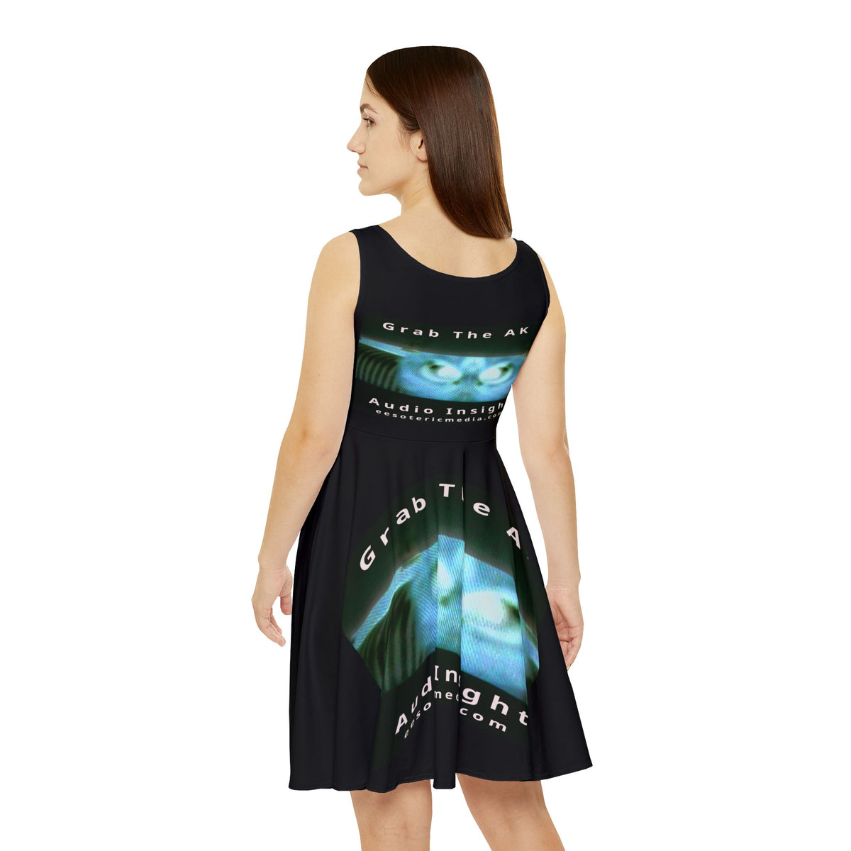'Grab The AK' (Audio Insight) Sinister Surreal Digital Being Graphic Skater Dress