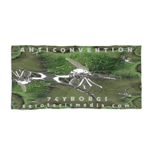 'Anticonvention' (7Cyborgs) Futuristic Dragonfly Graphic Beach Towel 60"x30" (150cm x 75cm)
