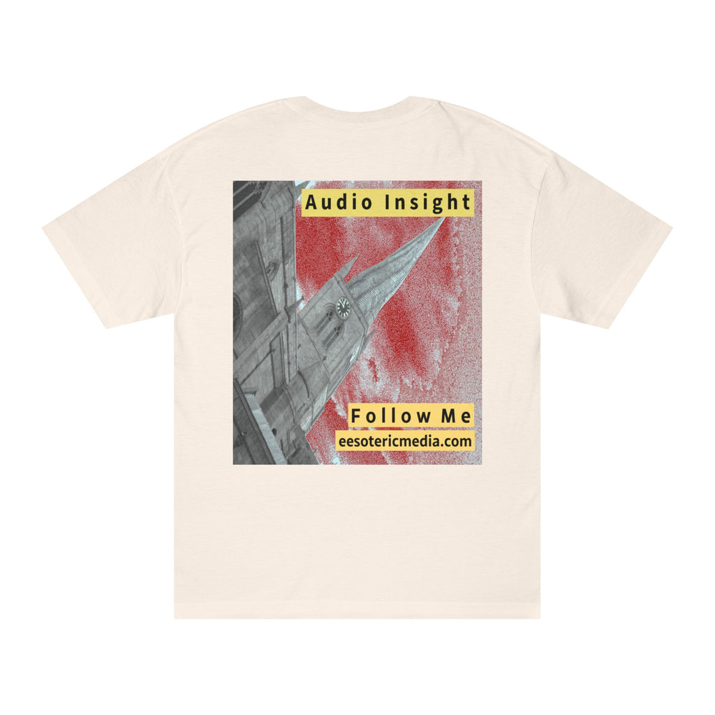 „Follow Me" (Audio Insight) Klassisches T-Shirt mit verwittertem, raketenförmigem Turm-Design
