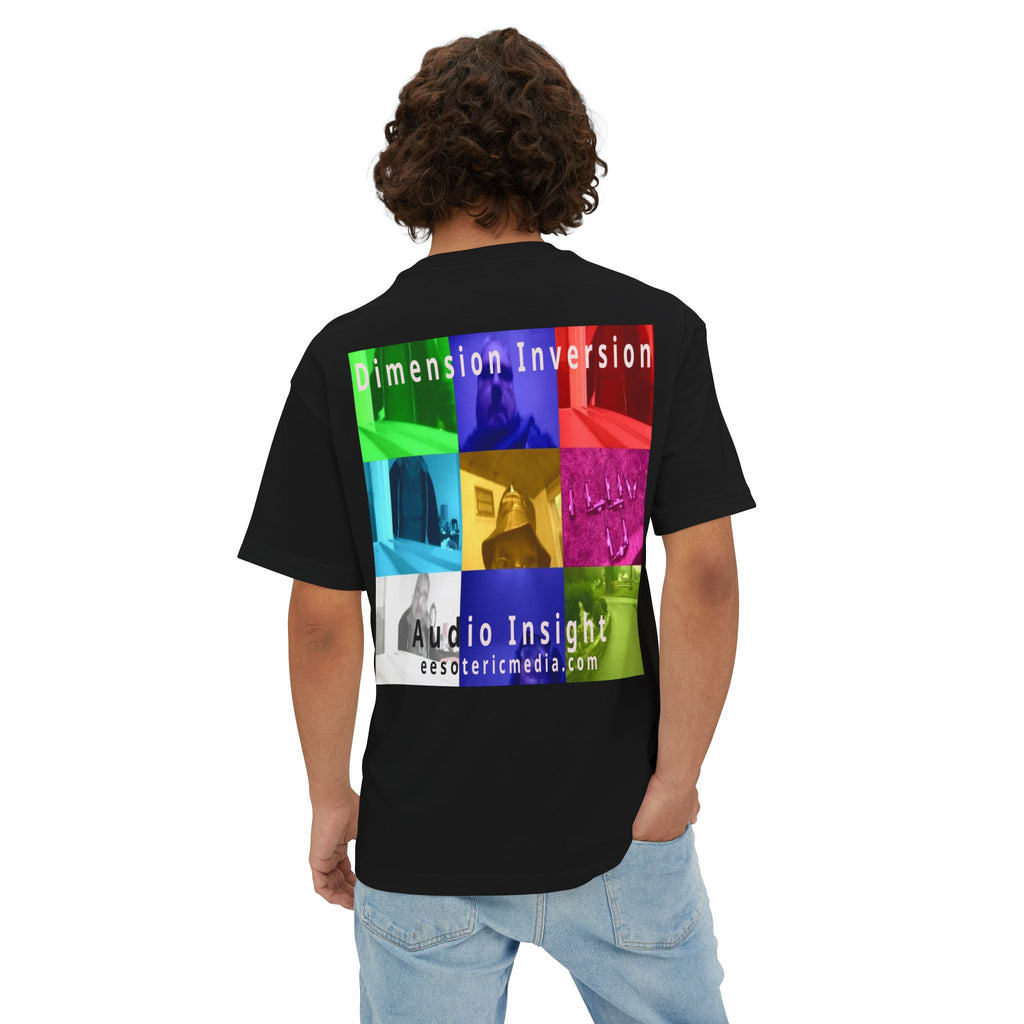 „Dimension Inversion" (Audio Insight) Buntes, surreales Collage-Grafik-T-Shirt in Oversize-Passform