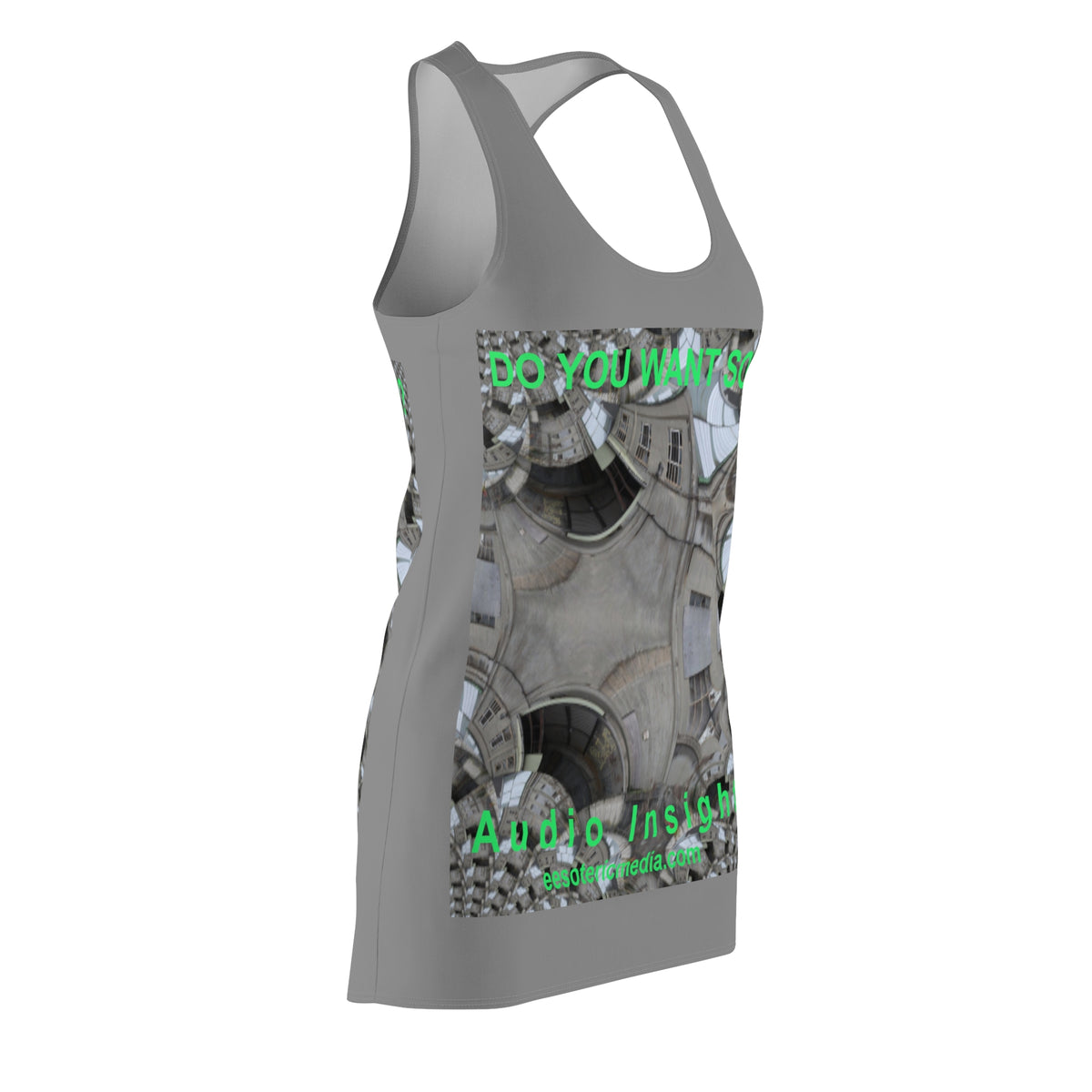 'Do You Want Some?' (Audio Insight) Surreal Kaleidoscope Art Graphic Racerback Dress