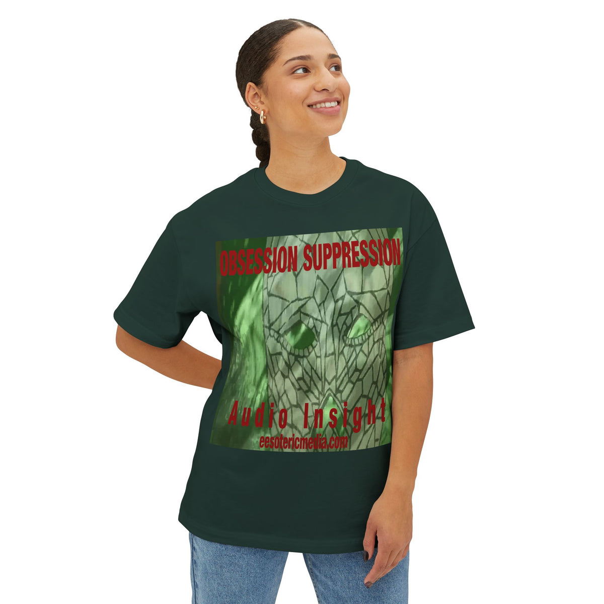 'Obsession Suppression'' ('Audio Insight) Retro Sci Fi Skull Graphic Oversize Boxy T-Shirt