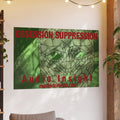 „Obsession Suppression“ (Audio Insight) Grafischer Kunstdruck mit einem surrealen Weltraumschädel, Großformat, 150 × 100 cm