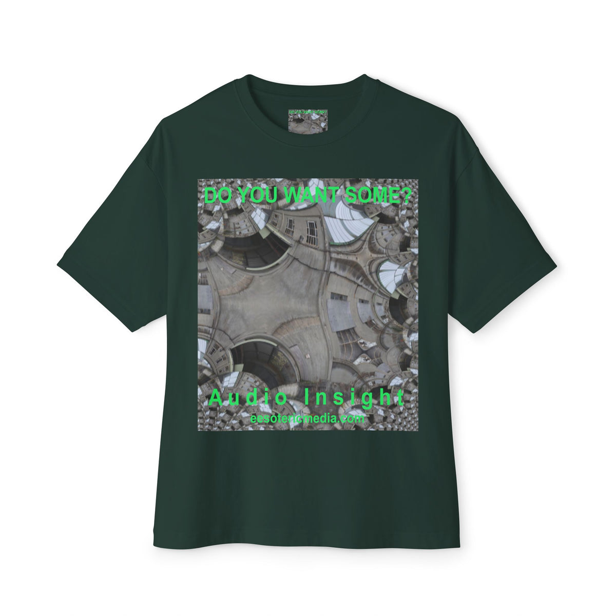 T-shirt oversize à coupe carrée avec graphisme artistique « Surreal Kaleidoscope » (Audio Insight) : « Do You Want Some? »