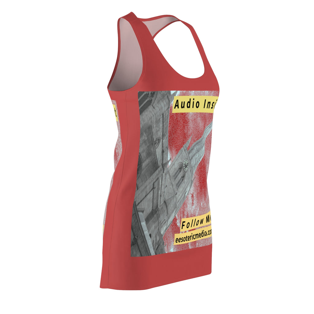 'Follow Me' (Audio Insight) Weathered Rocket-Shaped Spire Design Cut & Sew Racerback Dress