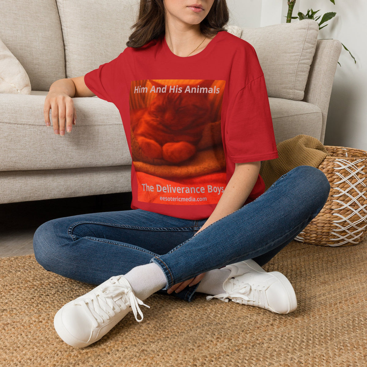 'Him And His Animals' (The Deliverance Boys) Surreal Cat Graphic Softstyle T-Shirt