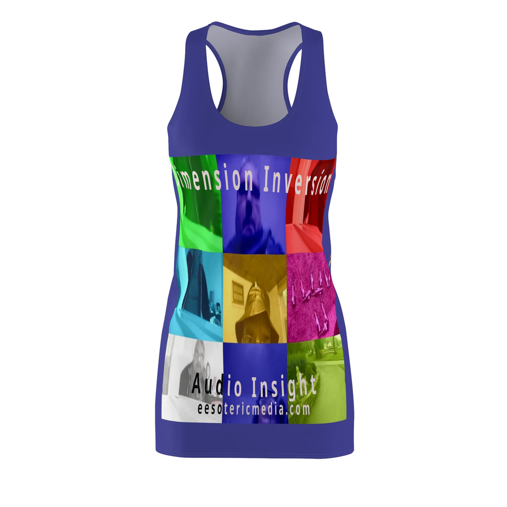 'Dimension Inversion' (Audio Insight) Colorful Surreal Collage Graphic Racerback Dress