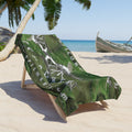 Grande serviette de plage « Anticonvention » (7Cyborgs) au design surréaliste, futuriste et chromé de libellule, 180 cm x 90 cm